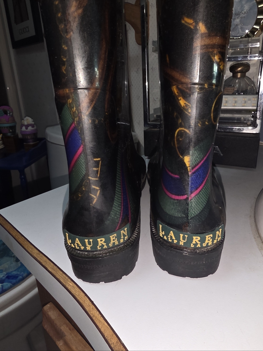 Stylish Women's Black and Purple Rain Boots - Picture 6 of 6